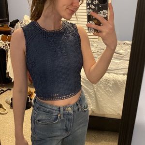 Abercrombie & Fitch Navy Blue Patterned Tank